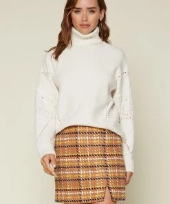 Wanderlust By Abby Pointelle Detail Turtleneck Sweater