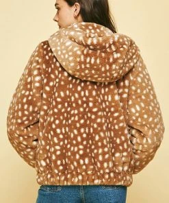 Wanderlust By Abby NEW Fawn Print Fluff Jacket