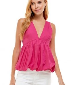Wanderlust By Abby Sleeveless Bubble Hem Top