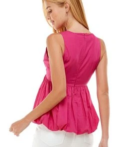 Wanderlust By Abby Sleeveless Bubble Hem Top