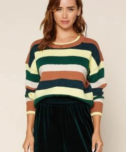 Wanderlust By Abby CLOTHING Long Sleeve Knit Multi Striped Sweater