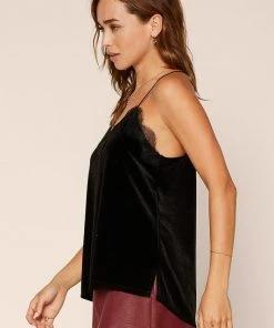 Wanderlust By Abby Velvet Cami With Lace NEW