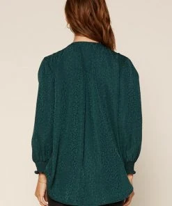 Wanderlust By Abby Animal Print Jacquard Blouse NEW