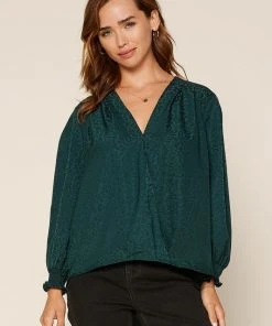 Wanderlust By Abby Animal Print Jacquard Blouse NEW