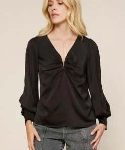 Wanderlust By Abby Balloon Sleeve V-Neck Top NEW