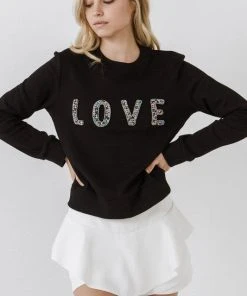 Wanderlust By Abby CLOTHING Beads Lettering Sweatshirt