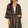 Wanderlust By Abby Striped Sequin Kimono