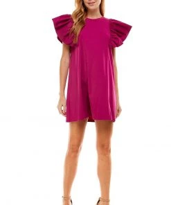 Wanderlust By Abby Ruffle Sleeve Sassy Dress