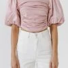 Wanderlust By Abby Mixed Media Puff Sleeve Top CLOTHING