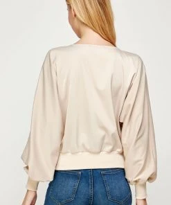 Wanderlust By Abby NEW Satin Long Sleeve Top