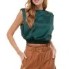 Wanderlust By Abby Satin Strong Shoulder Top NEW 1 Wanderlust By Abby Satin Strong Shoulder Top NEW