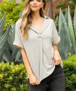 Wanderlust By Abby Collared Knit Top