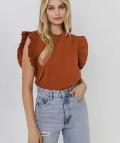 Wanderlust By Abby Poplin Top With Ruffle Detail