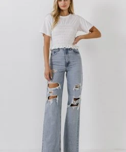 Wanderlust By Abby Smocked Detail T-Shirt