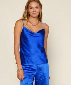 Wanderlust By Abby Sleeveless Satin Cowl Neck Cami Top CLOTHING