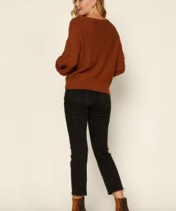 Wanderlust By Abby NEW Balloon Sleeve Pom Pom Sweater