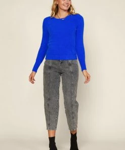 Wanderlust By Abby CLOTHING Long Sleeve Round Neck Fuzzy Knit Sweater