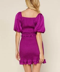 Wanderlust By Abby Bubble Sleeve Smocked Dress