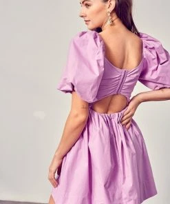 Wanderlust By Abby Puff Sleeve Square Neck Dress