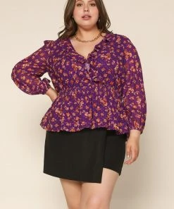 Wanderlust By Abby NEW Floral Swiss Dot Blouse