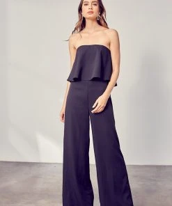 Wanderlust By Abby Strapless Ruffle Jumpsuit NEW