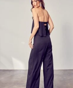 Wanderlust By Abby Strapless Ruffle Jumpsuit NEW