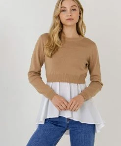 Wanderlust By Abby Tan Mix Media Peplum Top CLOTHING