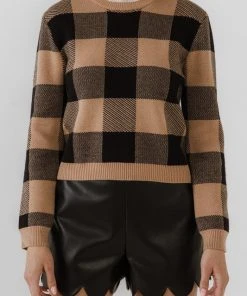 Wanderlust By Abby Lace Detail With Check Sweater