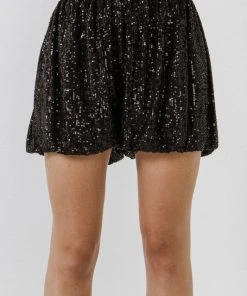 Wanderlust By Abby SALE Sequin Blouson Shorts In Black