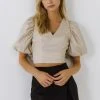 Wanderlust By Abby PU Puff Sleeve Top