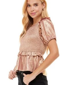 Wanderlust By Abby Metallic Peplum Top