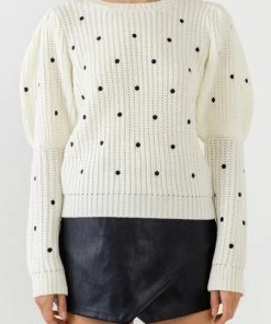 Wanderlust By Abby CLOTHING Dotted Puff Sleeve Sweater