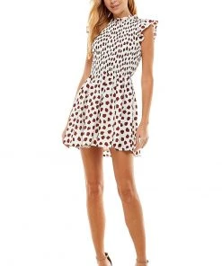 Wanderlust By Abby Flutter Sleeve Polka Dot Dress NEW