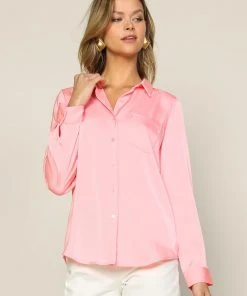 Wanderlust By Abby Long Sleeve Satin Shirt NEW