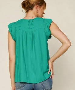 Wanderlust By Abby Short Ruffle Sleeve Top