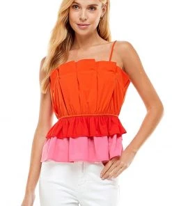Wanderlust By Abby NEW Sleeveless Pleated Layered Top