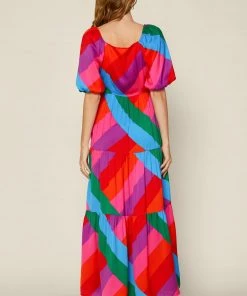 Wanderlust By Abby NEW Rainbow Tiered Maxi Dress