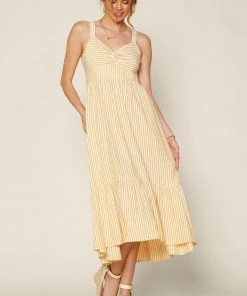 Wanderlust By Abby NEW Striped Tiered Ruffled Maxi Dress