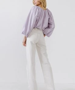 Wanderlust By Abby Cropped Blouson Long Sleeve Top NEW