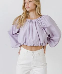 Wanderlust By Abby Cropped Blouson Long Sleeve Top NEW
