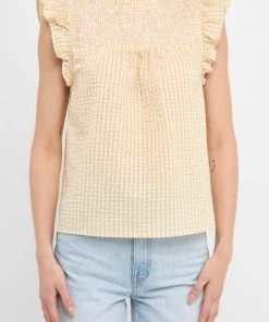 Wanderlust By Abby Yellow Plaid Top NEW