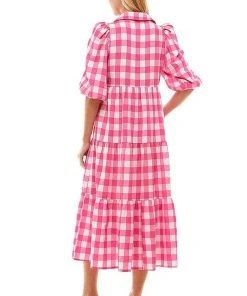 Wanderlust By Abby Plaid Button Up Maxi Dress NEW