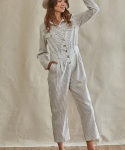 Wanderlust By Abby Nola Striped Jumpsuit NEW