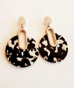 Saree NEW Black & White Tort Earrings