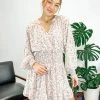 Wanderlust By Abby NEW Pink Fleur Print Smocked Midi Dress