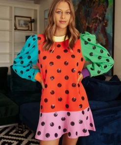 Queen Of Sparkles Polka Dot Sweatshirt Dress