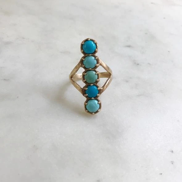 Mimosa Handcrafted Mimosa Turquoise 5 Stone Row Ring NEW 3 Mimosa Handcrafted Mimosa Turquoise 5 Stone Row Ring NEW