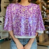 2.7 August Apparel NEW Floral Print Sequin Top
