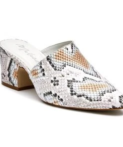 Wanderlust By Abby White Multi Snakeskin Mule