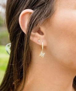 Wanderlust By Abby Crystal Huggie Initial Duet Earrings